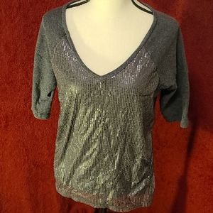 Maurices Grey Sequin Sparkle Blouse